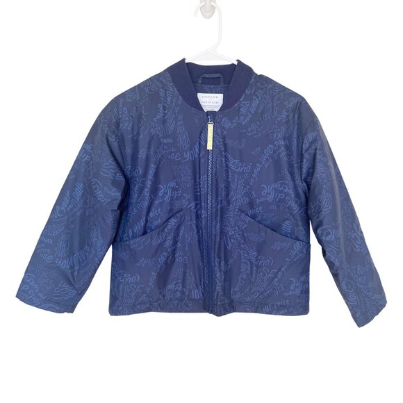 Athleta Girl X Simone Biles Convertible Jacket M 8-10 Navy & Yellow Zip Front